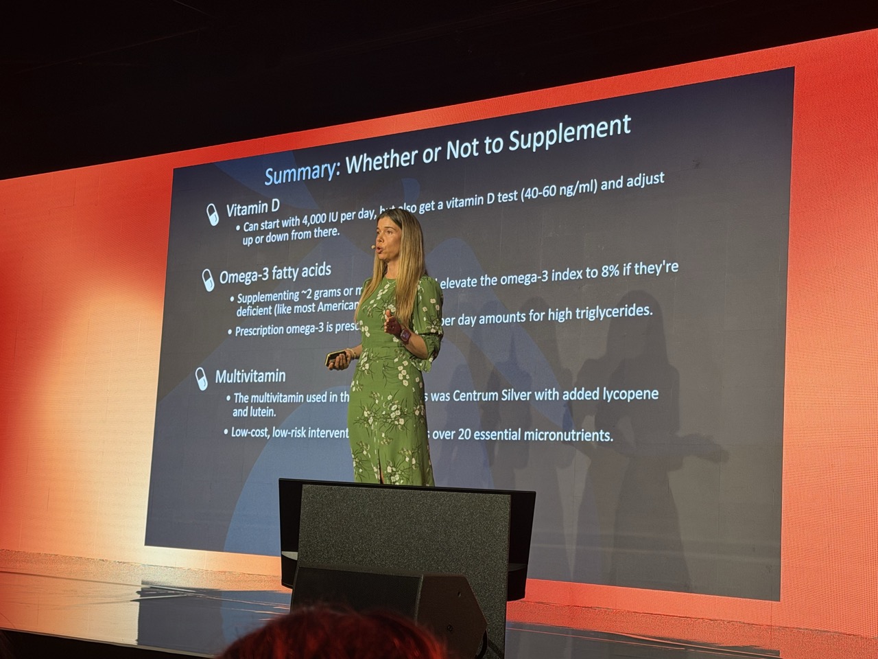 Dr Rhonda Patrick speaking on omega-3 at Healf HX26, London, June 2026